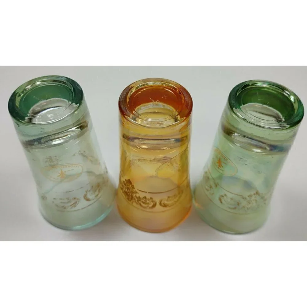 Lot Of 3 J. Preziosi Lavorato A Mano Orange Green Italian Art Shot Glasses VTG